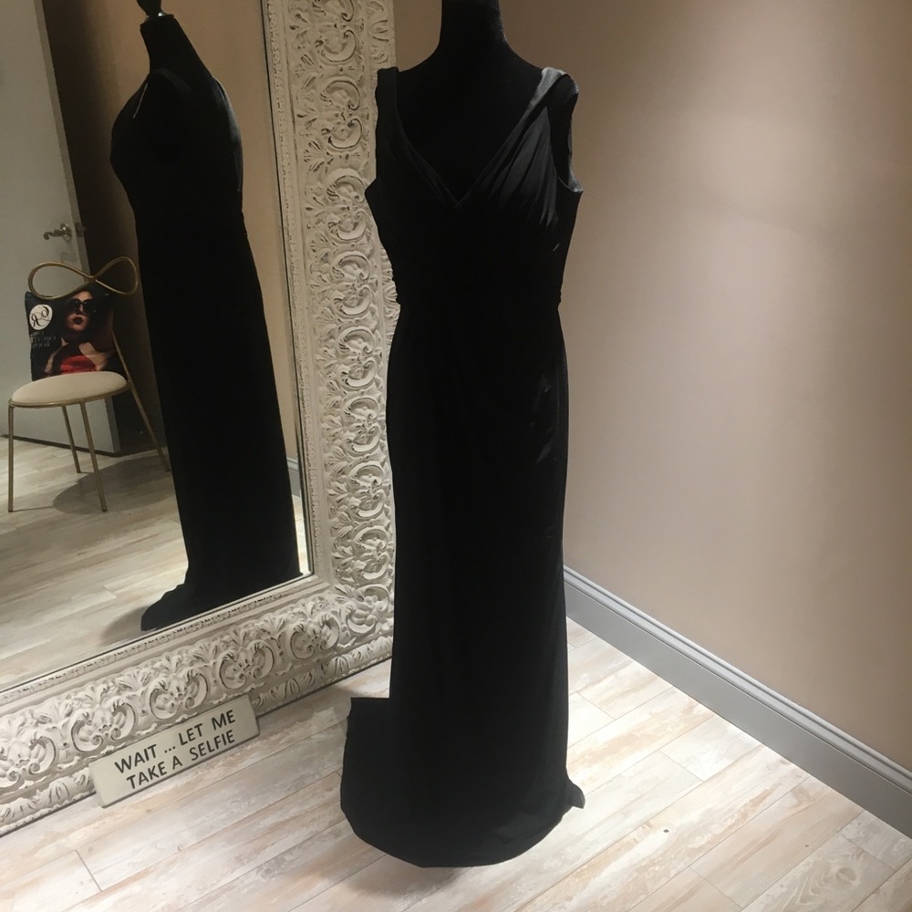 Black Ruched V Neck Colette by Mon Cheri Gown 16